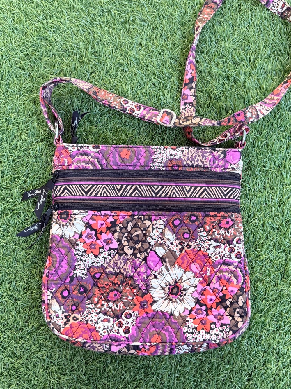 Vera Bradley Colorful Floral & Zebra Crossbody Bag – Multi-Pocket